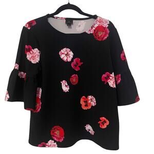 Worthington‎ Floral Black Blouse Large